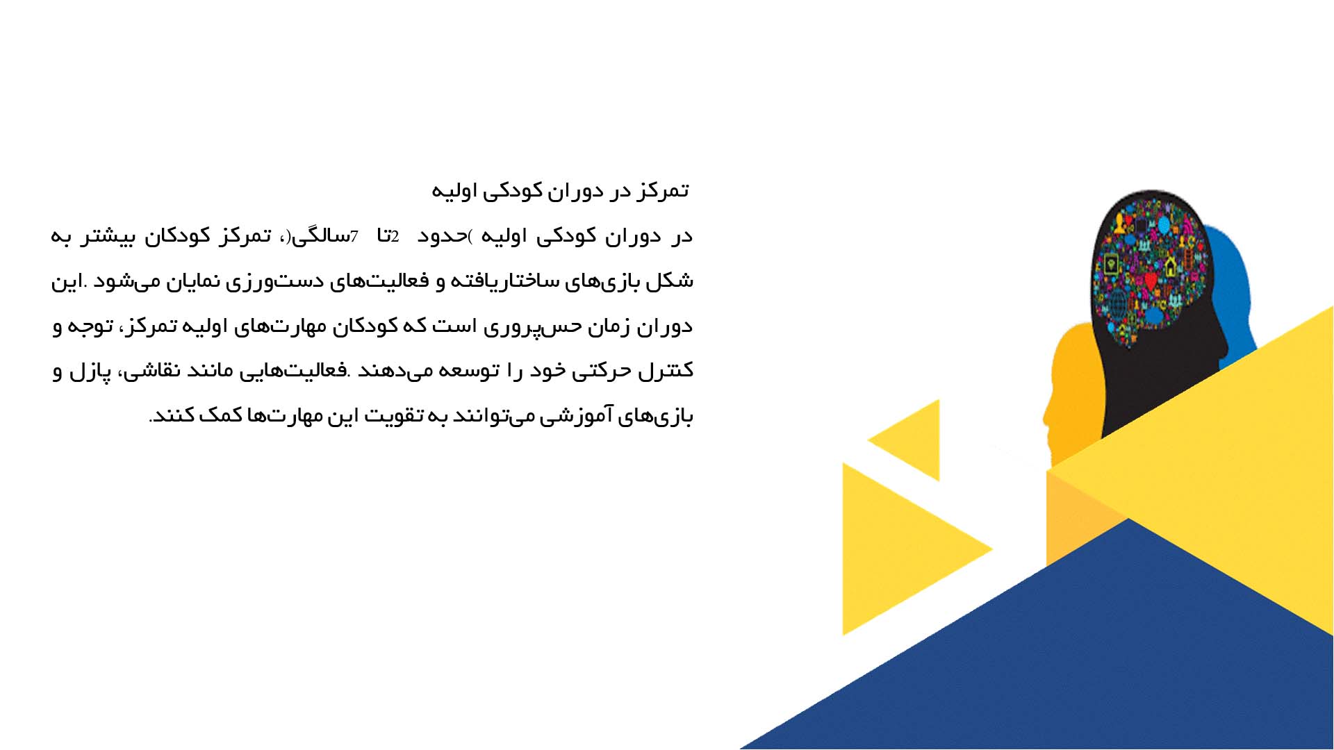پاورپوینت در مورد تمرکز و مراحل رشد شناختی کودکان